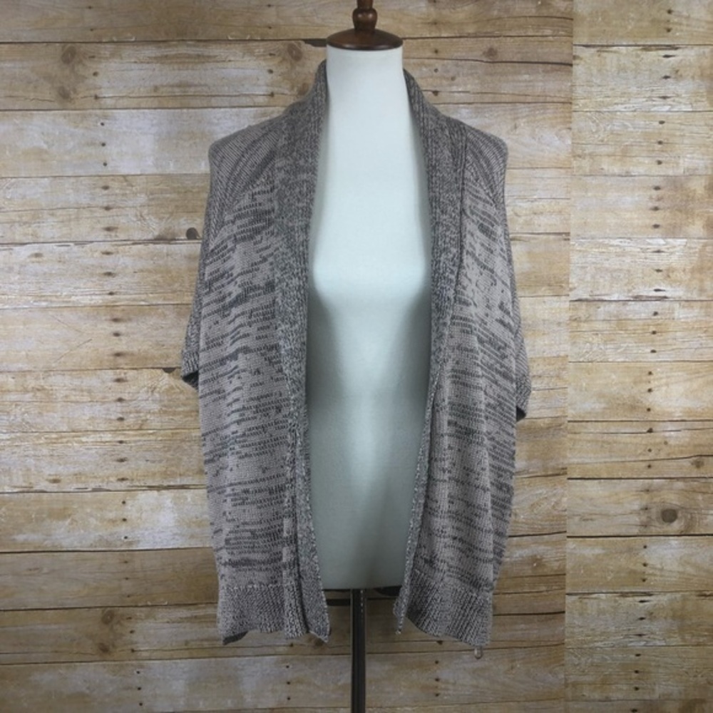 Loft Women’s Tan Open Front Short Sleeve Knit Cardigan Sweater L